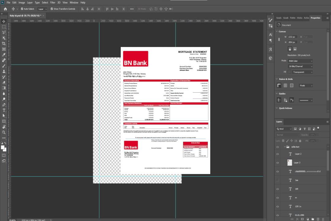 Modèle Word et PDF de relevé hypothécaire de la BN Bank de Norvège template